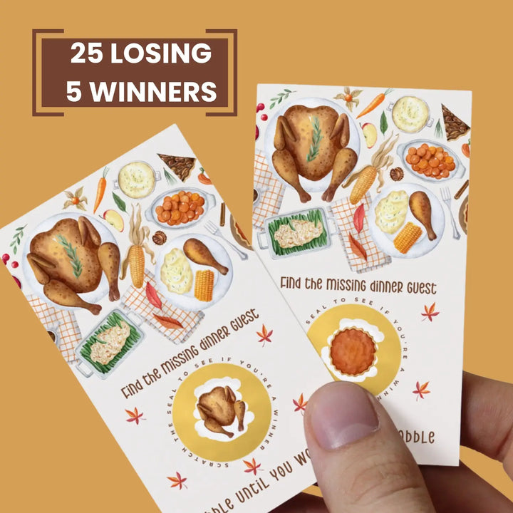 Thanksgiving Feast Scratch Off Game Cards - 30-Pack for Turkey Day Celebrations, Friendsgiving Fun, and Autumn Gatherings