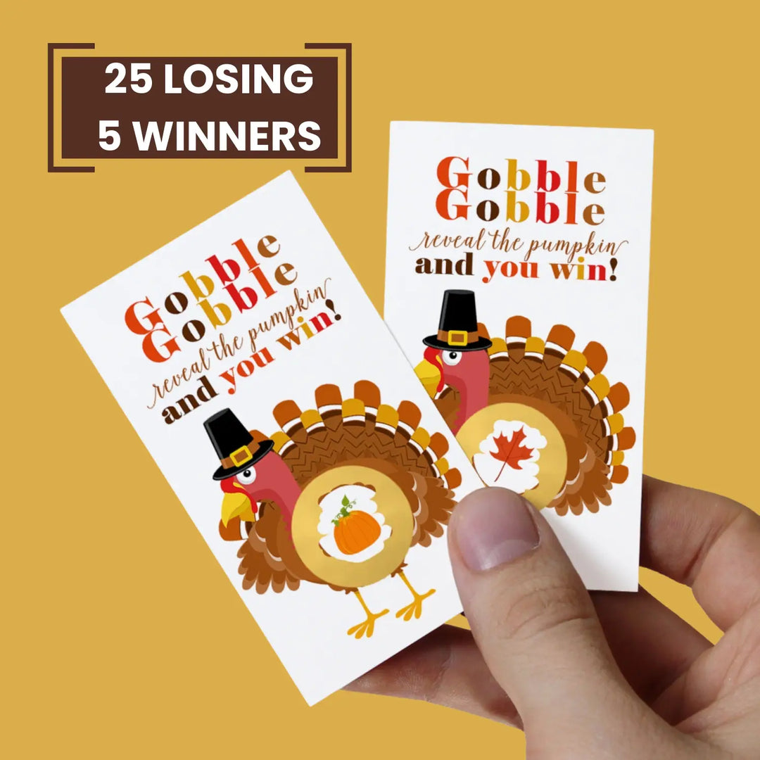 Thanksgiving Party Games - Turkey Scratch Off Cards, 30 Pack, Family Dinner Activities