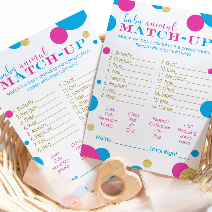 Gender Reveal Animal Matching Game Cards (25 Pack)