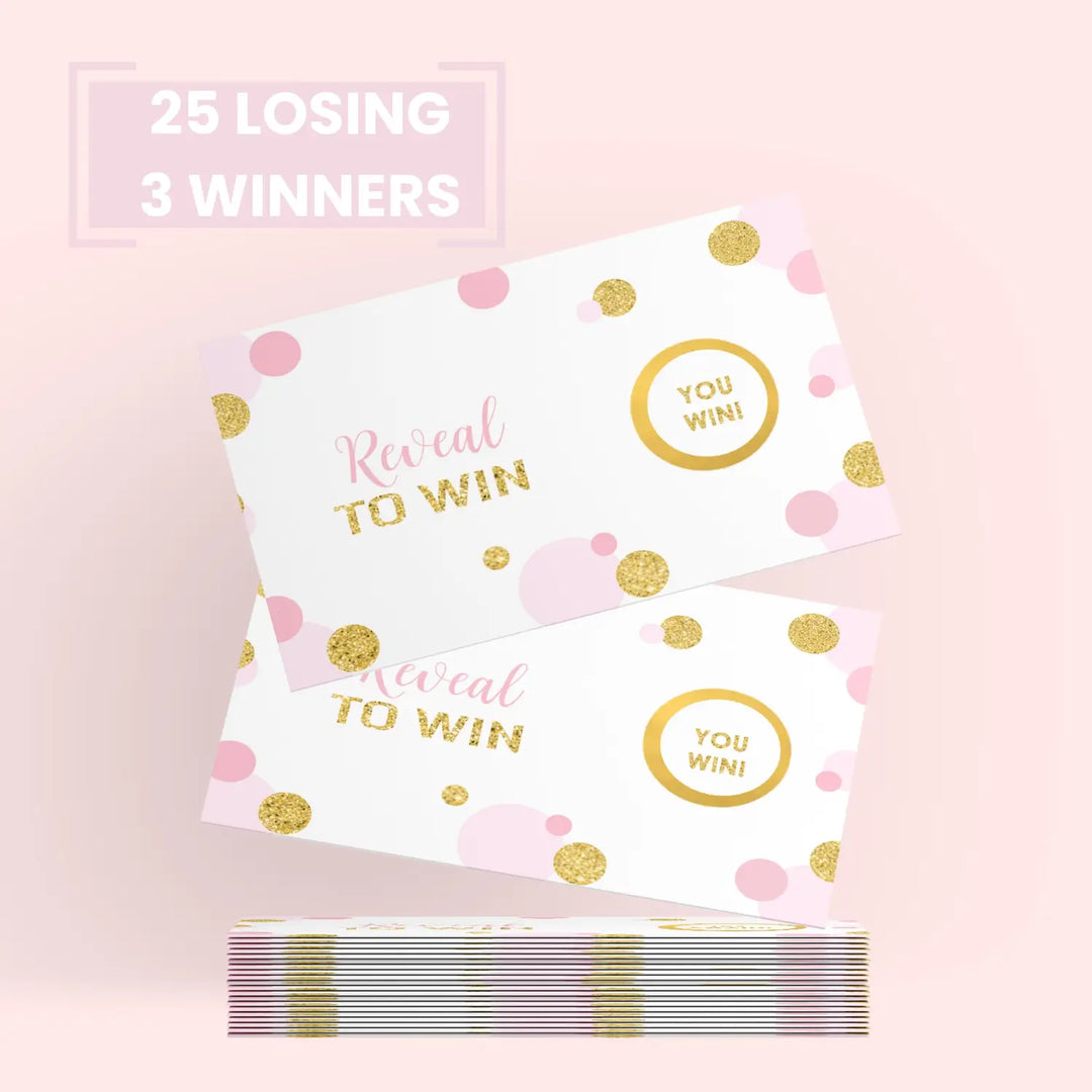 Pink & Gold Elegance Scratch-Off Game Cards (28 Pack) - Chic for Wedding, Baby Showers, Graduation, Retirement