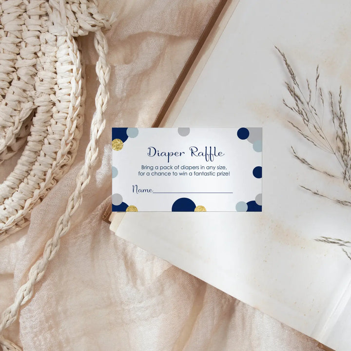 Paper clever party navy and gold diaper raffle tickets for baby shower games invitation insert cards 2x3.5 25 pack