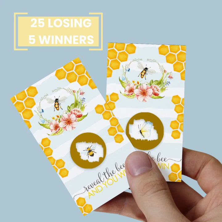 Baby Shower Games Gender Neutral - 30 Pack - Scratch Off Raffle Cards Fun Bridal Activities, Wedding Game or Engagement Party Ideas, Mama to Bee Themes Boho Floral