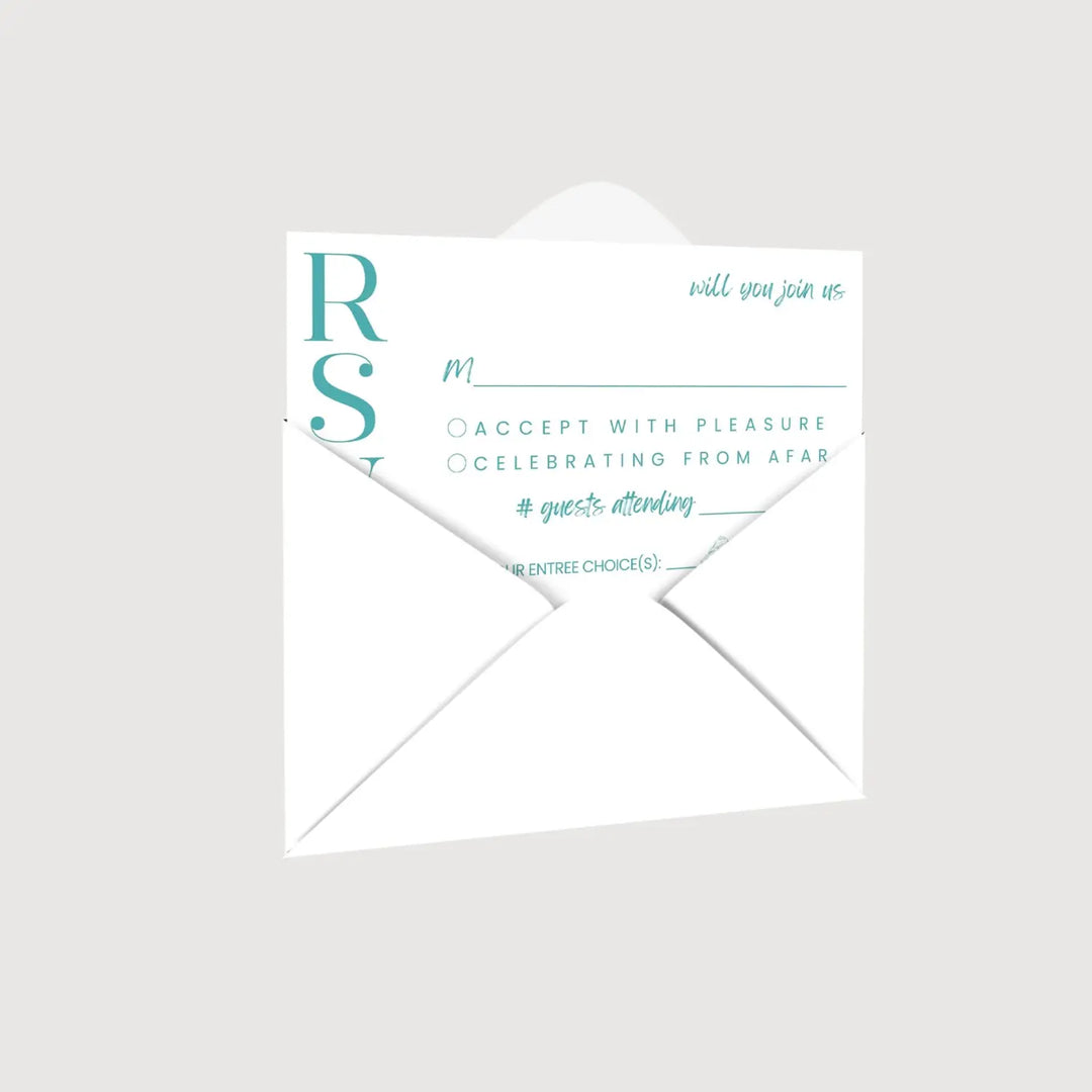 Custom RSVP Cards for Wedding Receptions, Any Occasion Response Cards, Teal