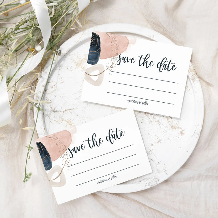 Navy & Pink Abstract Save the Date Cards (25 Pack) - Stylish Invitations for Special Events - 3.5x5