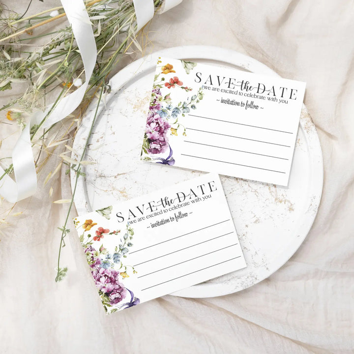 Rustic Wildflower Save the Date Cards (25 Pack) - Charming Invitations for All Occasions - 3.5x5