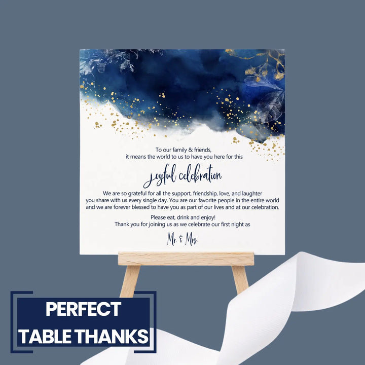 50-Pack Navy Watercolor Wedding Thank You Cards - 4x4 Reception Table Favors