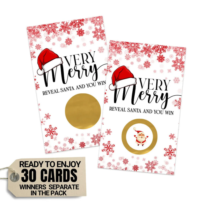 Very Merry Christmas Scratch Off Cards, Holiday Party Games for Santa Baby Shower, Wedding, Raffle Tickets, Groups, Adults, Snowflake Favors Xmas, 30 Pack