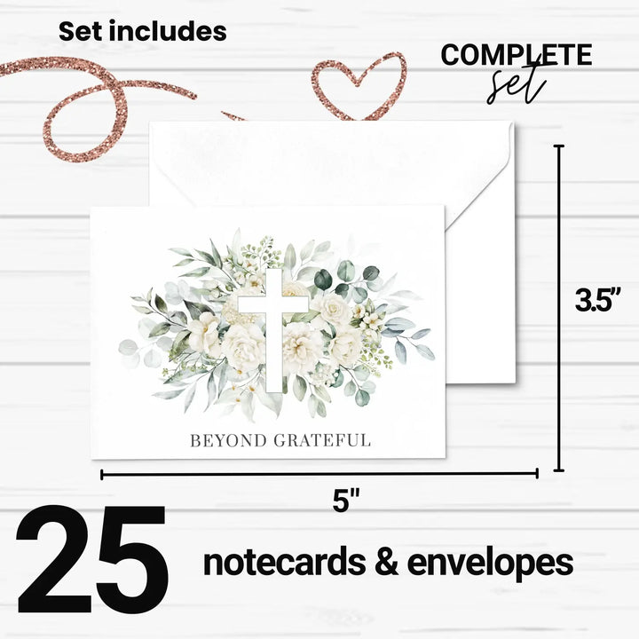 Rustic elegance thank you cards with envelopes (25 pack) - card