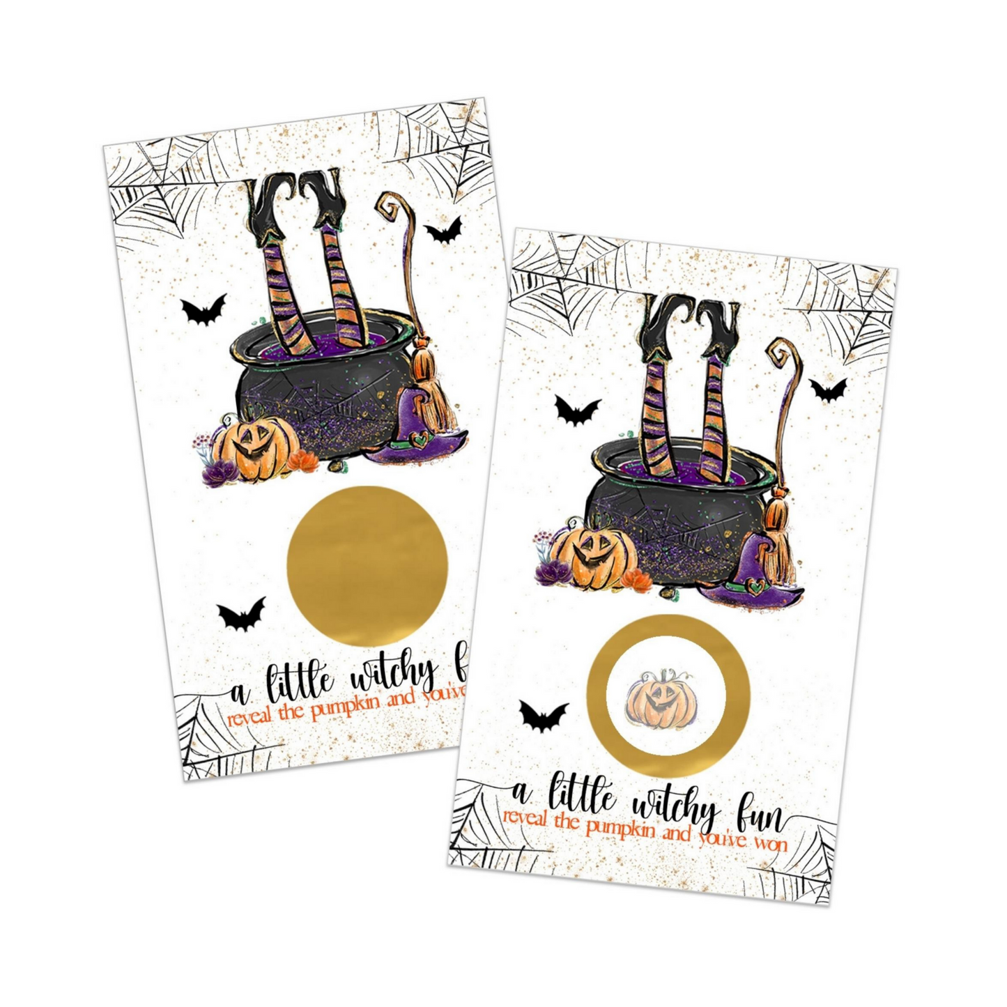 Witchy Fun Scratch Off Cards Halloween Party Games for Baby Shower, Wedding, Adults, Pumpkin Raffle Tickets, Witch Wedding Favors, 30 Pack