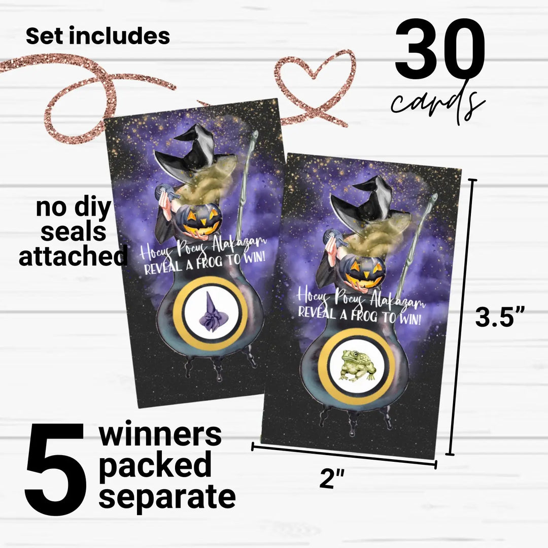 Halloween Cauldron Scratch Off Game Cards 30 Pack for Spooky Celebrations, Witchy Baby Showers, Haunted Weddings