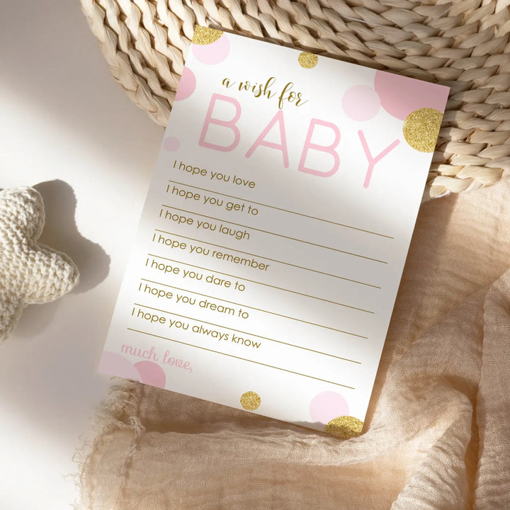 Pink & Gold Girl Baby Shower Advice Cards - 20-Pack Keepsake Wishes, 4x6 Memory Activity Set