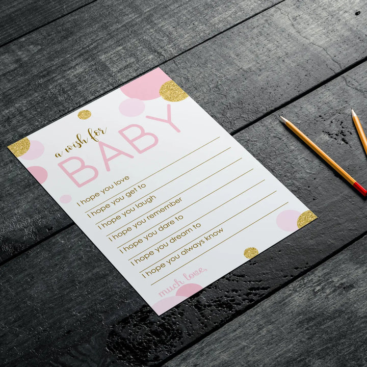 Pink & Gold Girl Baby Shower Advice Cards - 20-Pack Keepsake Wishes, 4x6 Memory Activity Set