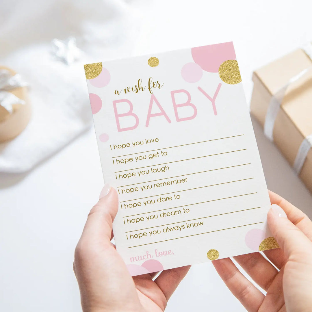Pink & Gold Girl Baby Shower Advice Cards - 20-Pack Keepsake Wishes, 4x6 Memory Activity Set