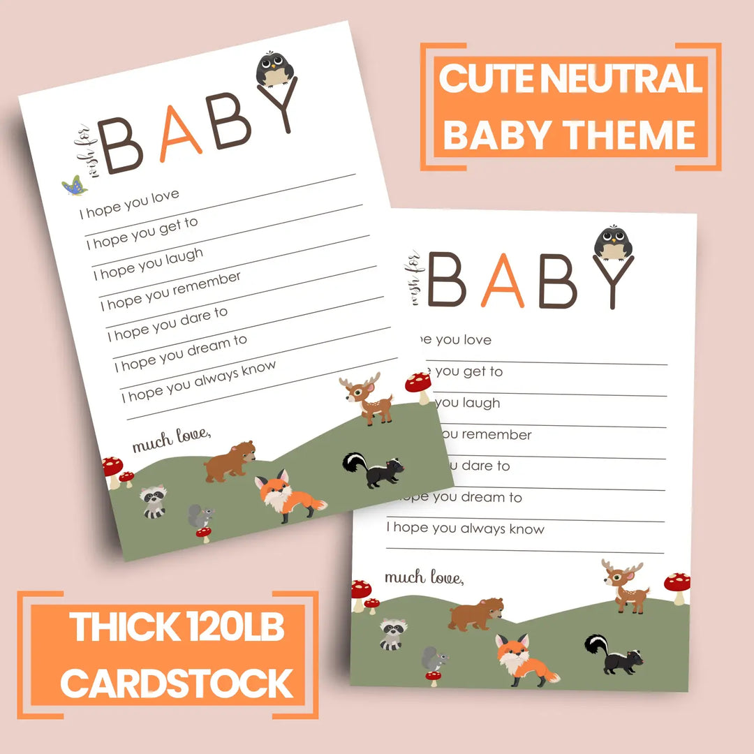 Woodland baby shower advice cards - 20-pack neutral wishes 4x6 birthday memory guest book alternative - office product