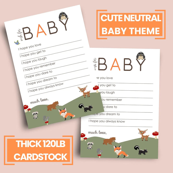 Woodland baby shower advice cards - 20-pack neutral wishes 4x6 birthday memory guest book alternative - office product