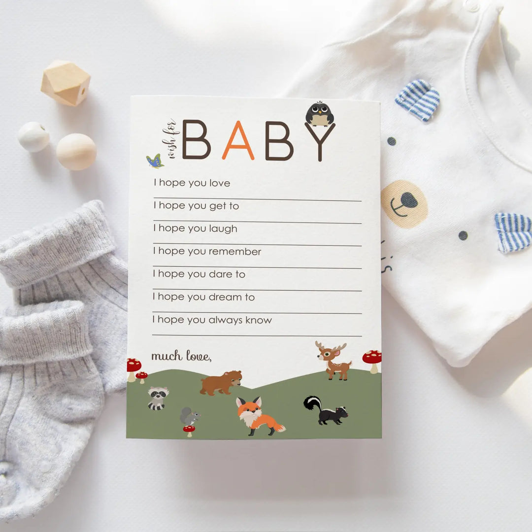 Woodland baby shower advice cards - 20-pack neutral wishes 4x6 birthday memory guest book alternative - office product