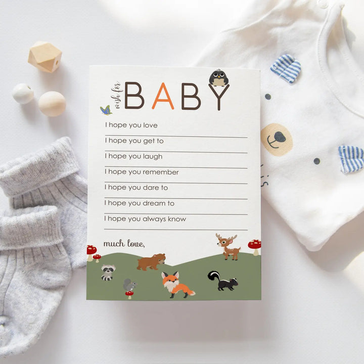 Woodland baby shower advice cards - 20-pack neutral wishes 4x6 birthday memory guest book alternative - office product