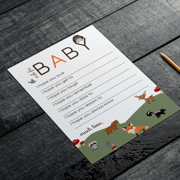 Woodland baby shower advice cards - 20-pack neutral wishes 4x6 birthday memory guest book alternative - office product