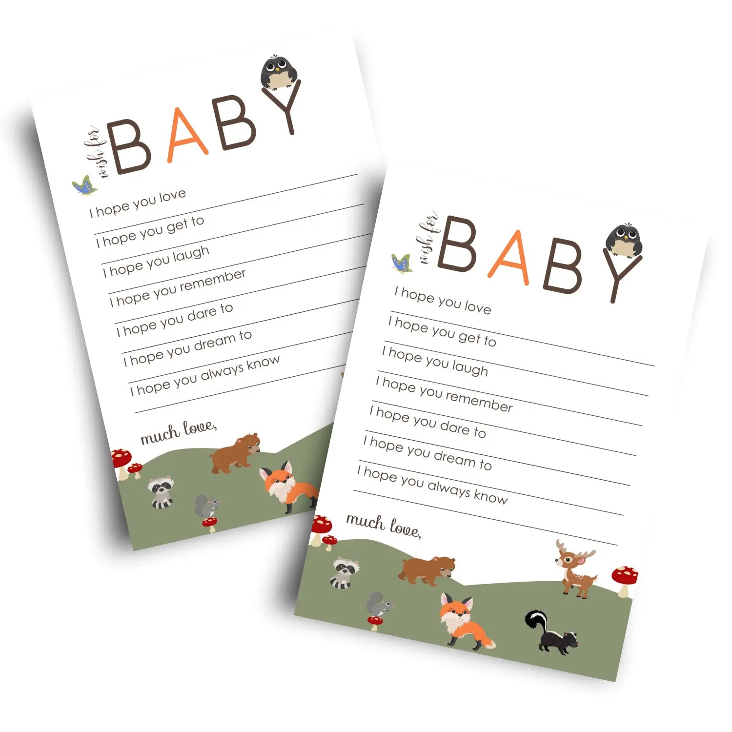 Woodland baby shower advice cards - 20-pack neutral wishes 4x6 birthday memory guest book alternative - office product