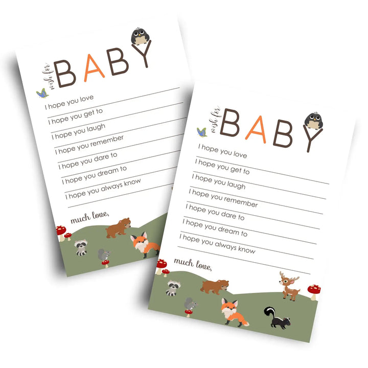 Woodland baby shower advice cards - 20-pack neutral wishes 4x6 birthday memory guest book alternative - office product