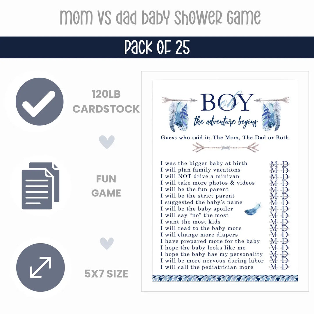 Adventure Begins Baby Shower Game 25 Guest Pack - Paper Clever Party