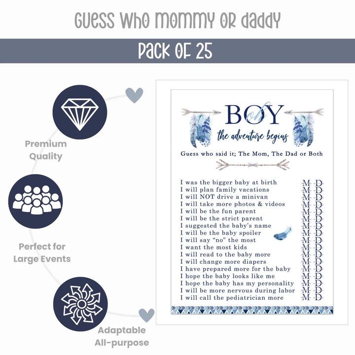 Adventure Begins Baby Shower Game 25 Guest Pack - Paper Clever Party