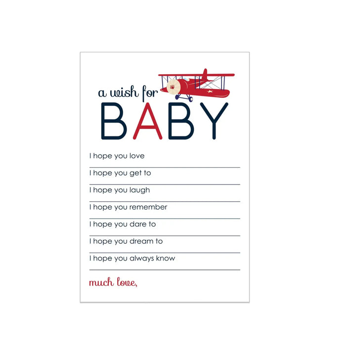 Airplane Theme Boy Baby Shower Advice Cards - 20-Pack Memory Wishes 4x6 Keepsake Activity Set - Office Product