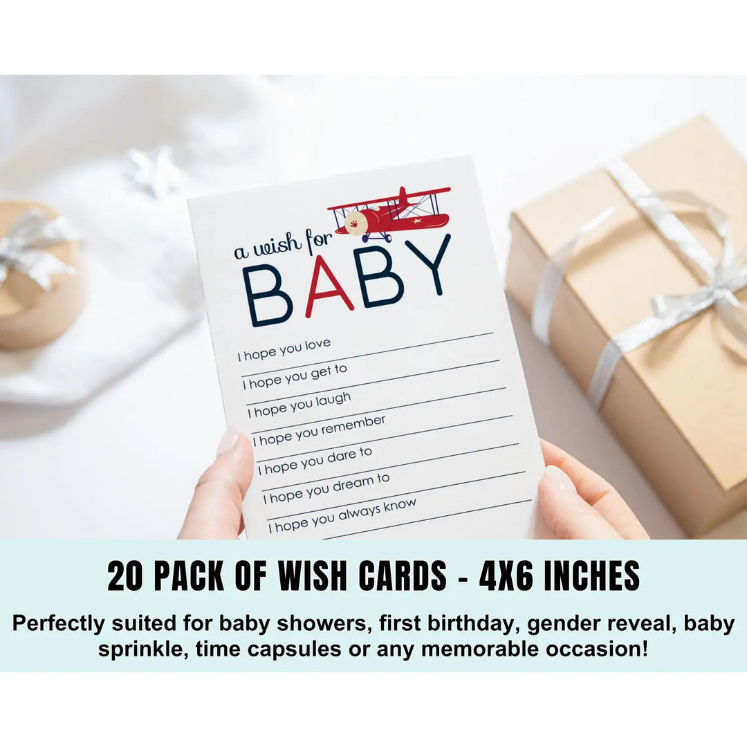 Airplane Theme Boy Baby Shower Advice Cards - 20-Pack Memory Wishes 4x6 Keepsake Activity Set - Office Product