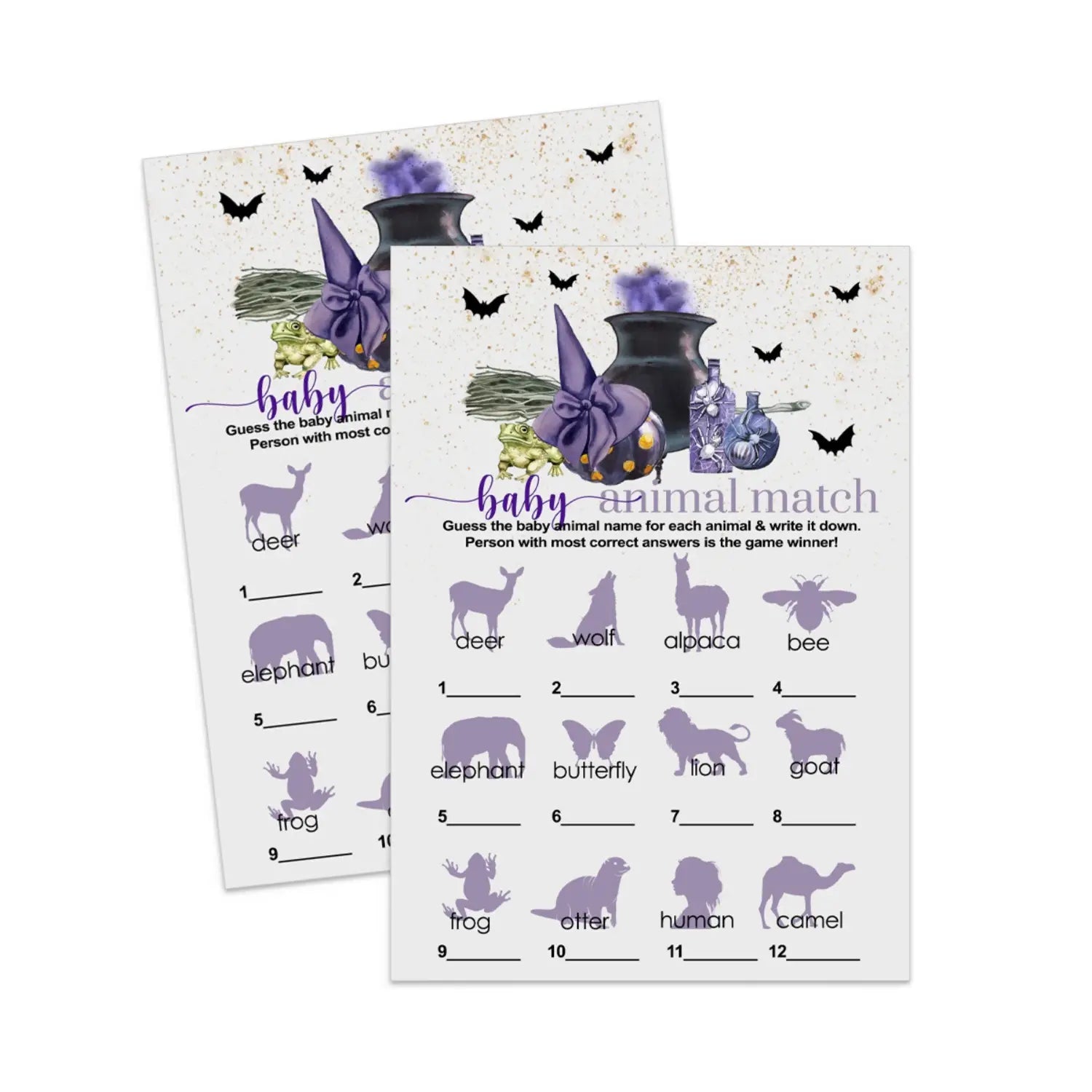 Baby brewing shower animal matching game printable download activity - party games