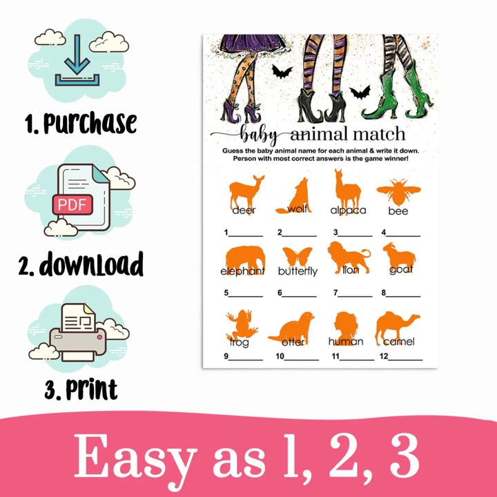 Baby is Brewing Baby Shower Animal Matching Game Printable Download DIY Party Activity - Paper Clever Party