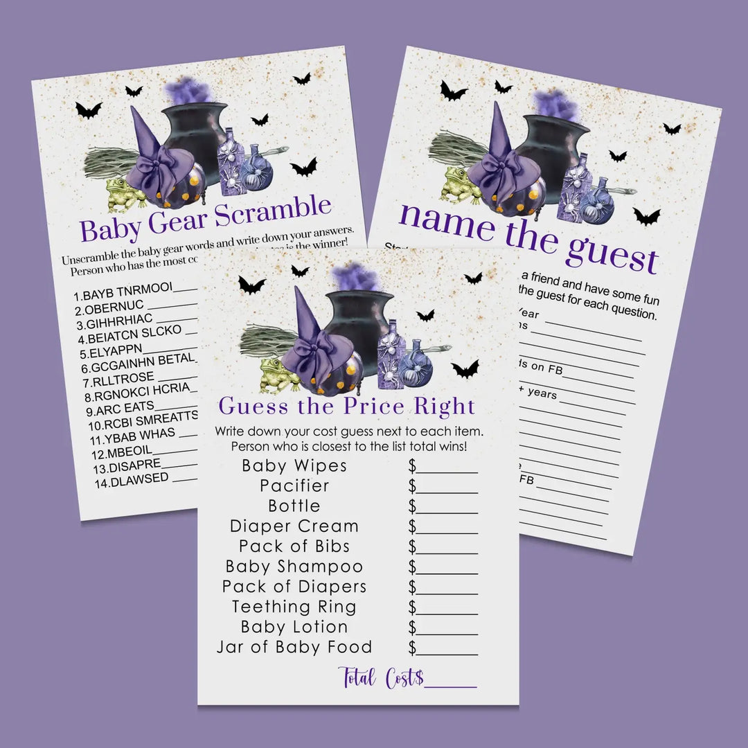 A baby is brewing shower games bundle – instant download printable activities coed celebration fun witch and wizard diy