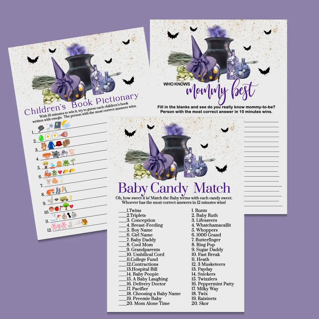 A baby is brewing shower games bundle – instant download printable activities coed celebration fun witch and wizard diy