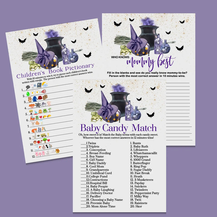 A baby is brewing shower games bundle – instant download printable activities coed celebration fun witch and wizard diy