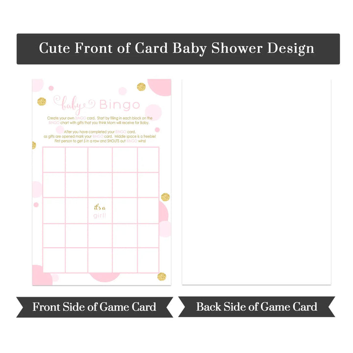 Baby Shower Bingo Game Cards - 25-Pack, Twinkle Little Star Theme, Pink & Gold Design - Paper Clever Party