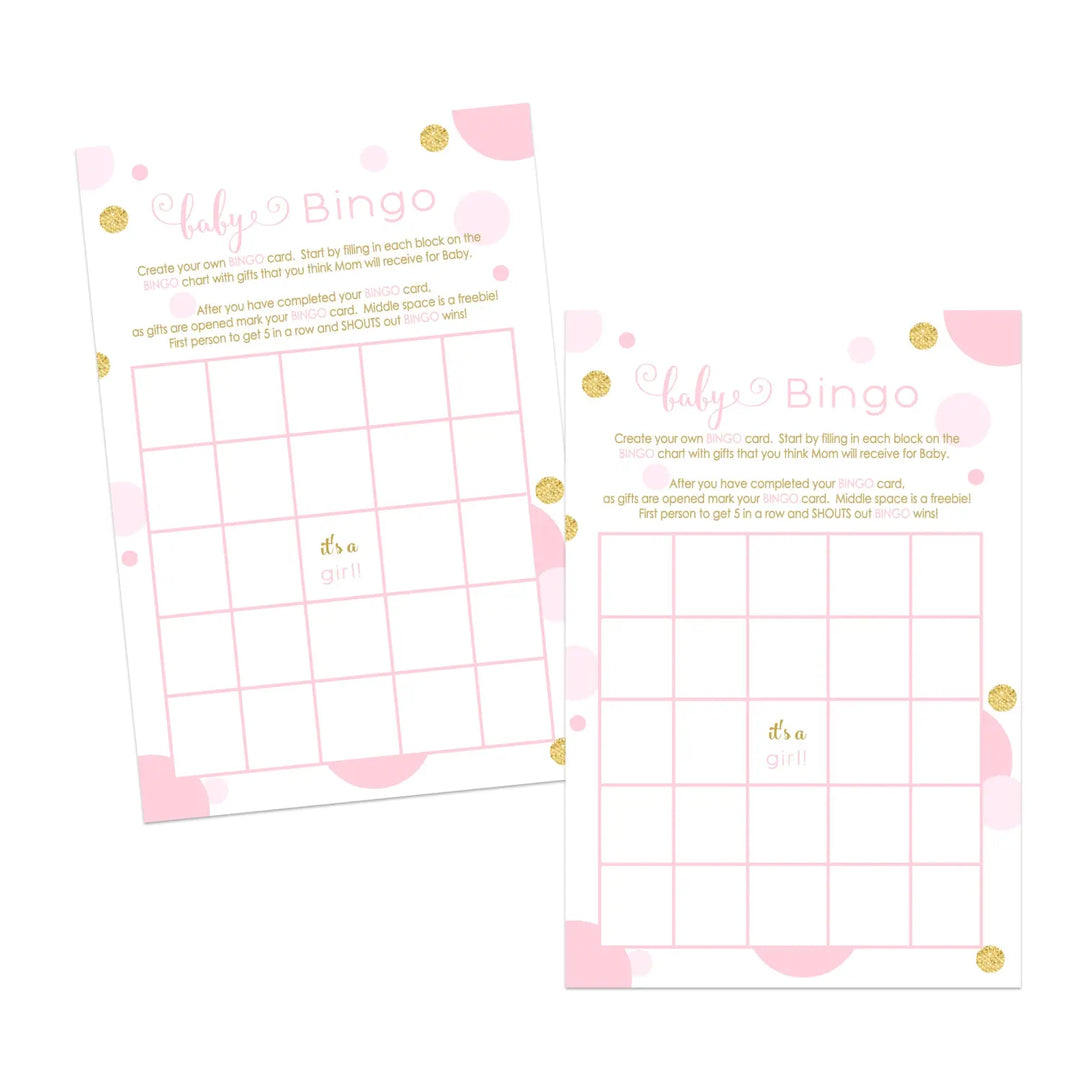 Baby Shower Bingo Game Cards - 25-Pack, Twinkle Little Star Theme, Pink & Gold Design - Paper Clever Party