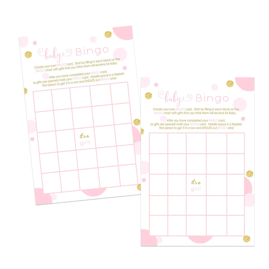 Baby Shower Bingo Game Cards - 25-Pack, Twinkle Little Star Theme, Pink & Gold Design - Paper Clever Party