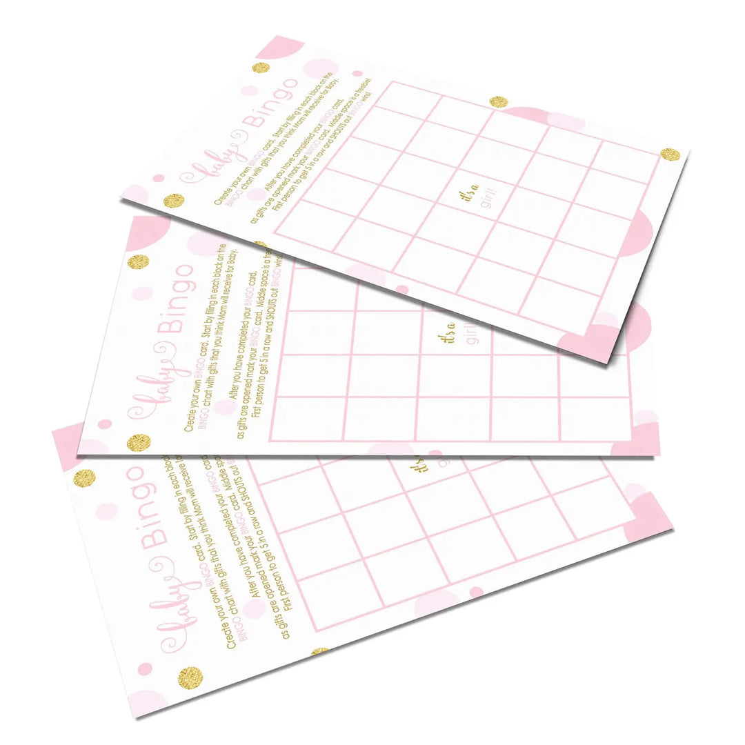 Baby Shower Bingo Game Cards - 25-Pack, Twinkle Little Star Theme, Pink & Gold Design - Paper Clever Party