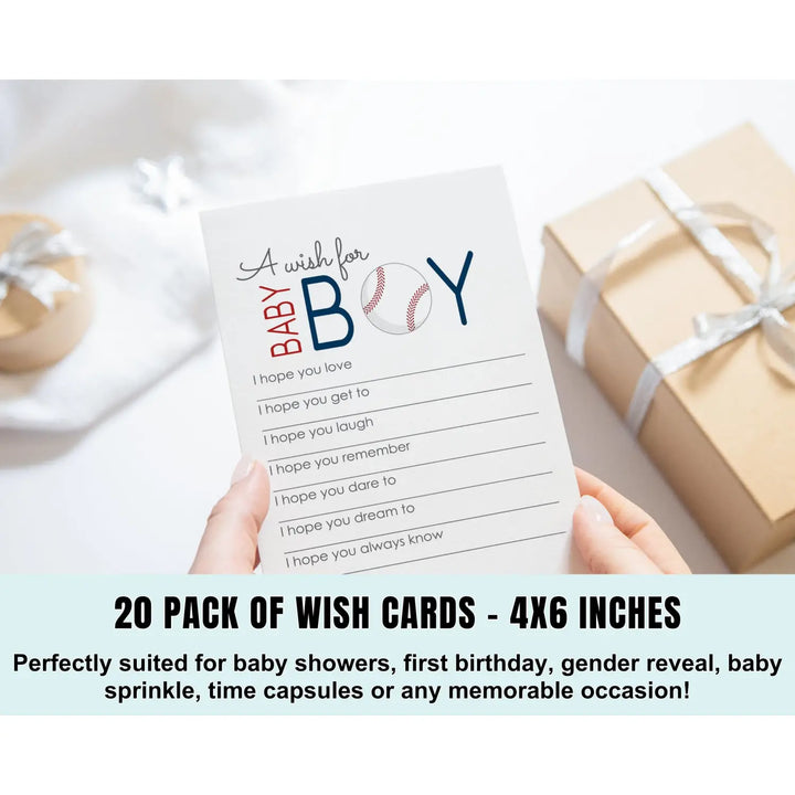 Baseball Baby Shower Advice Cards - 20-Pack Gender Reveal Wishes, 4x6 Memory Activity Set - Paper Clever Party