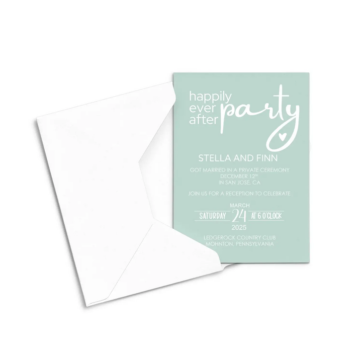 Beachcomber Wedding Invitations for Happily Ever After Reception Seafoam Green - Paper Clever Party