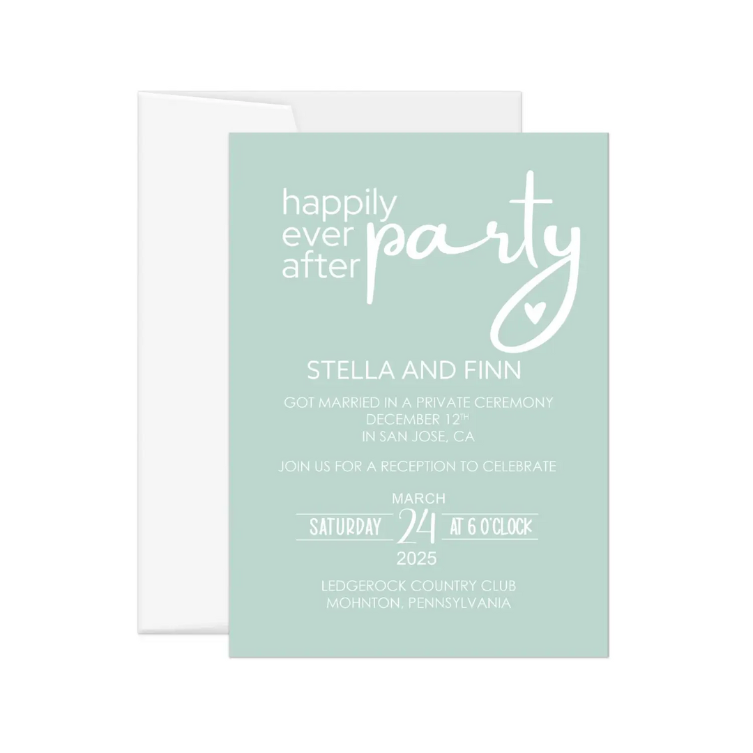 Beachcomber Wedding Invitations for Happily Ever After Reception Seafoam Green - Paper Clever Party