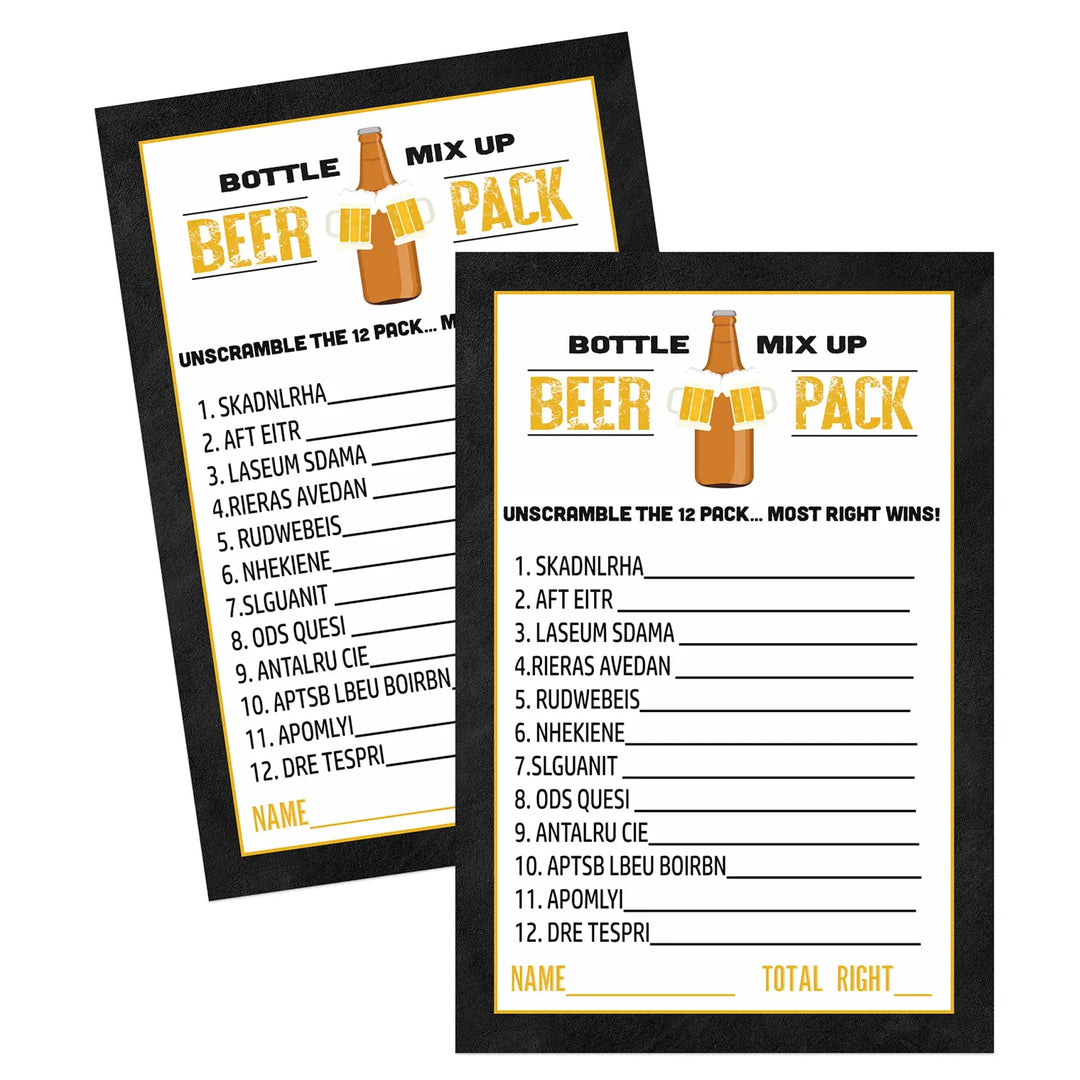 Beer Word Scramble Game Cards - Fun Adult Party Activity - Paper Clever Party