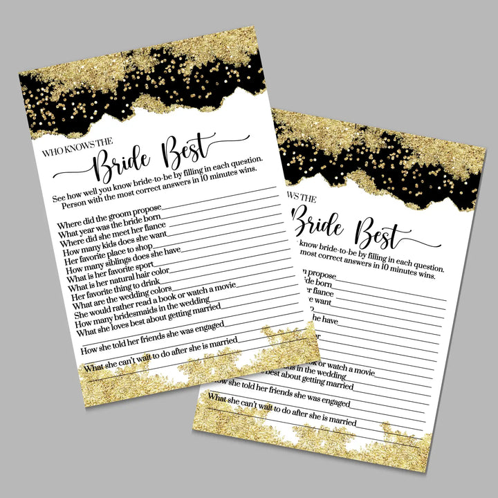 Black and gold bridal shower game instant download printable engaging wedding activities pdf format - party games