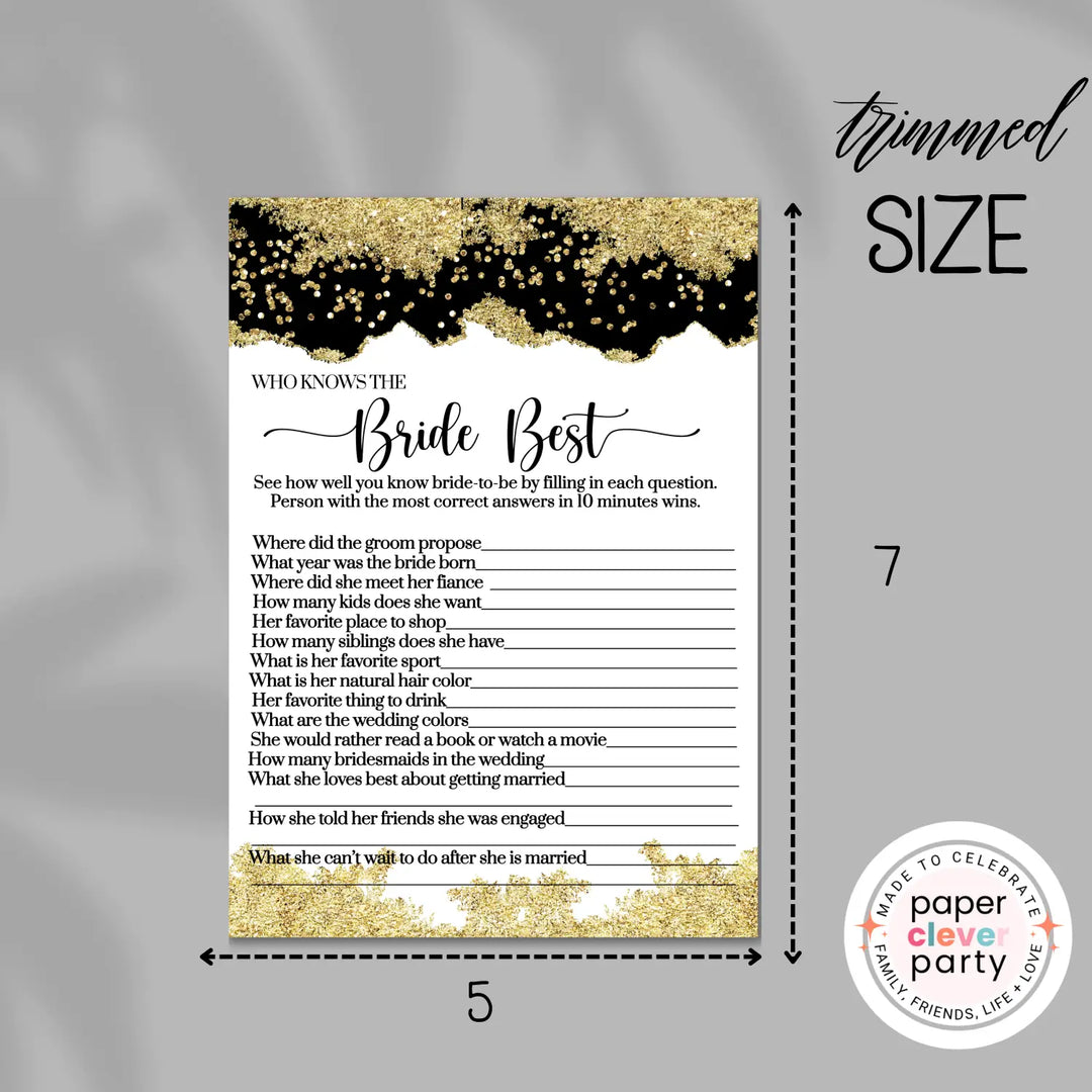 Black and gold bridal shower game instant download printable engaging wedding activities pdf format - party games