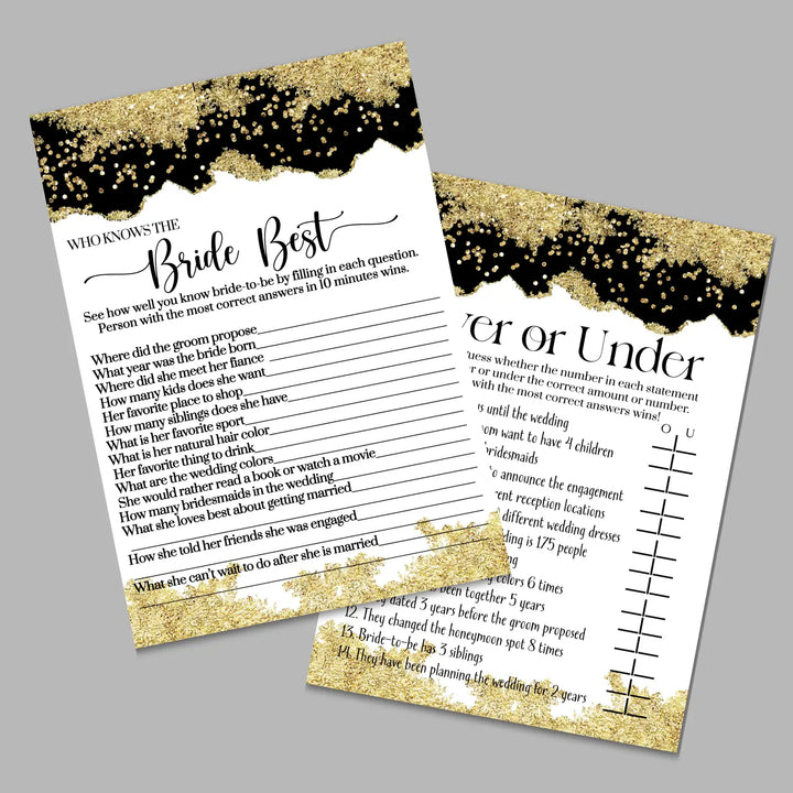 Black and gold bridal shower game instant download printable engaging wedding activities pdf format - party games
