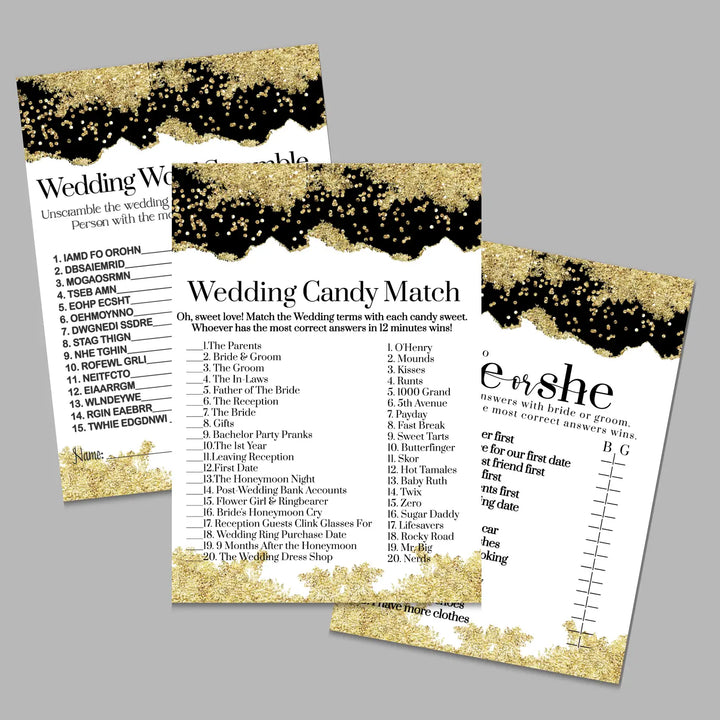 Black and gold bridal shower game instant download printable engaging wedding activities pdf format - party games