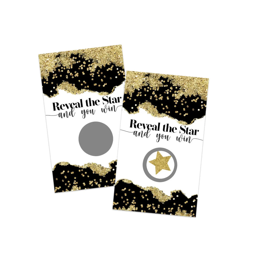 Black and Gold Elegant Scratch Off Games for Bridal Shower, All Occasions (30 Pack) - Raffle Ticket Ideas, Party Favors - Paper Clever Party