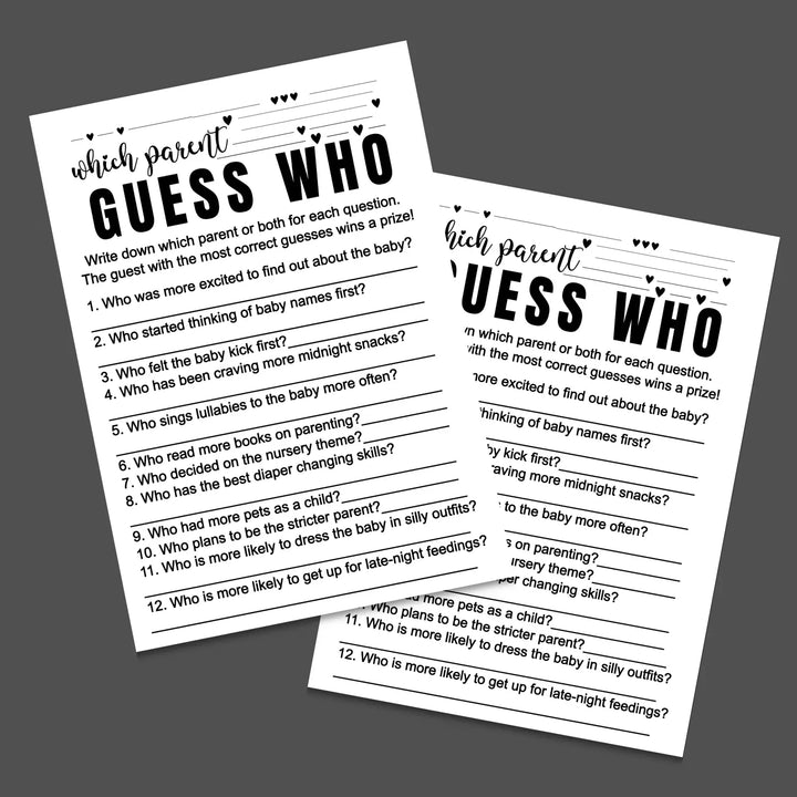 Black and white baby shower games bundle – instant download printable activities coed gender neutral diy party pack