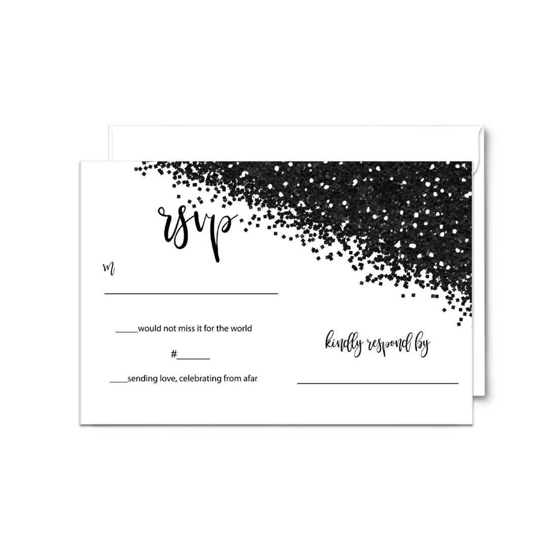 Black & white skull gothic glam rsvp cards - bold wedding response set 3.5x5 envelopes included 25 pack - invitations