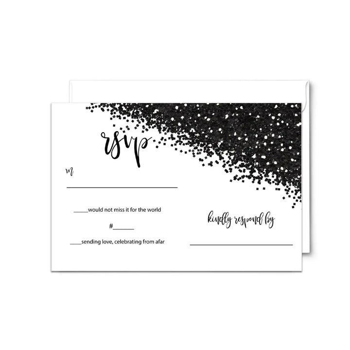 Black & white skull gothic glam rsvp cards - bold wedding response set 3.5x5 envelopes included 25 pack - invitations