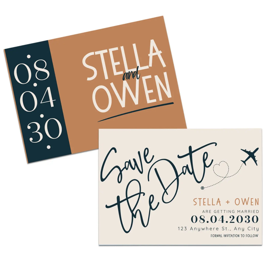 Custom Black, Cream, and Canyon Sand Save the Date Cards - Personalized 4x6 Inch Invitations with Elegant Typography and White Envelopes - Perfect for Weddings, Birthdays, and Showers